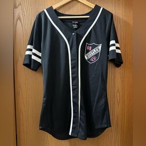 Hustler Hollywood Honey 69 Black, White, Pink Women’s Baseball Jersey Like New